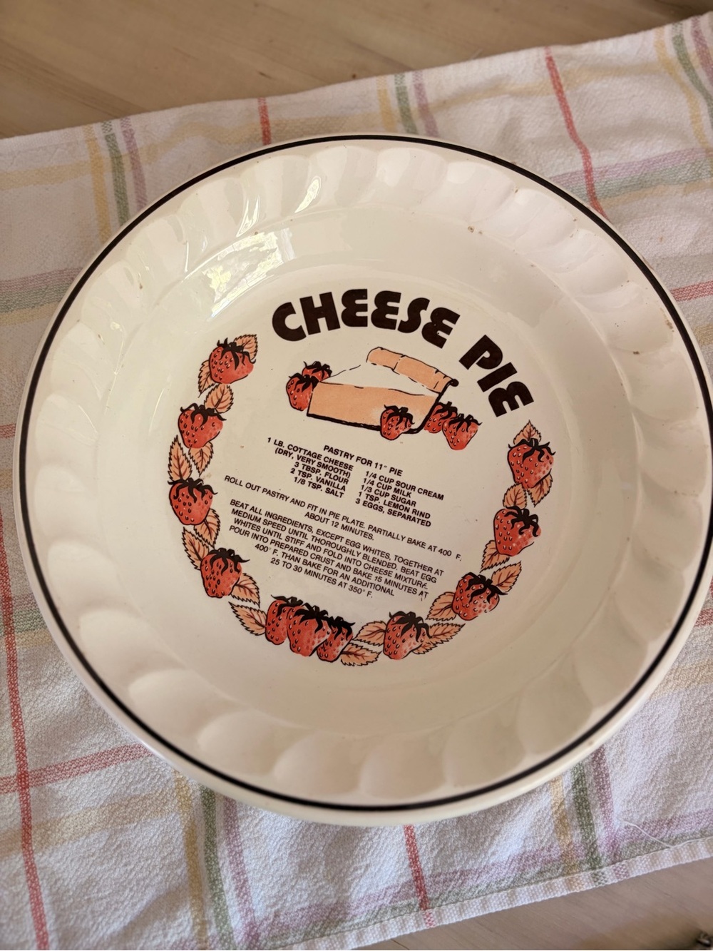 Cheese Pie decorative pie plate (rare)